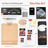 Shuttle Art 65 Pack Acrylic Painting Set with Wooden Tabletop Easel Box view 2