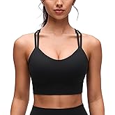 CRZ YOGA Softness Mold Butterluxe Sports Bras | Molded Cup, Light Support, Yoga, Extremely Soft, Longline, Strappy Back, Scoop Neck, for Women