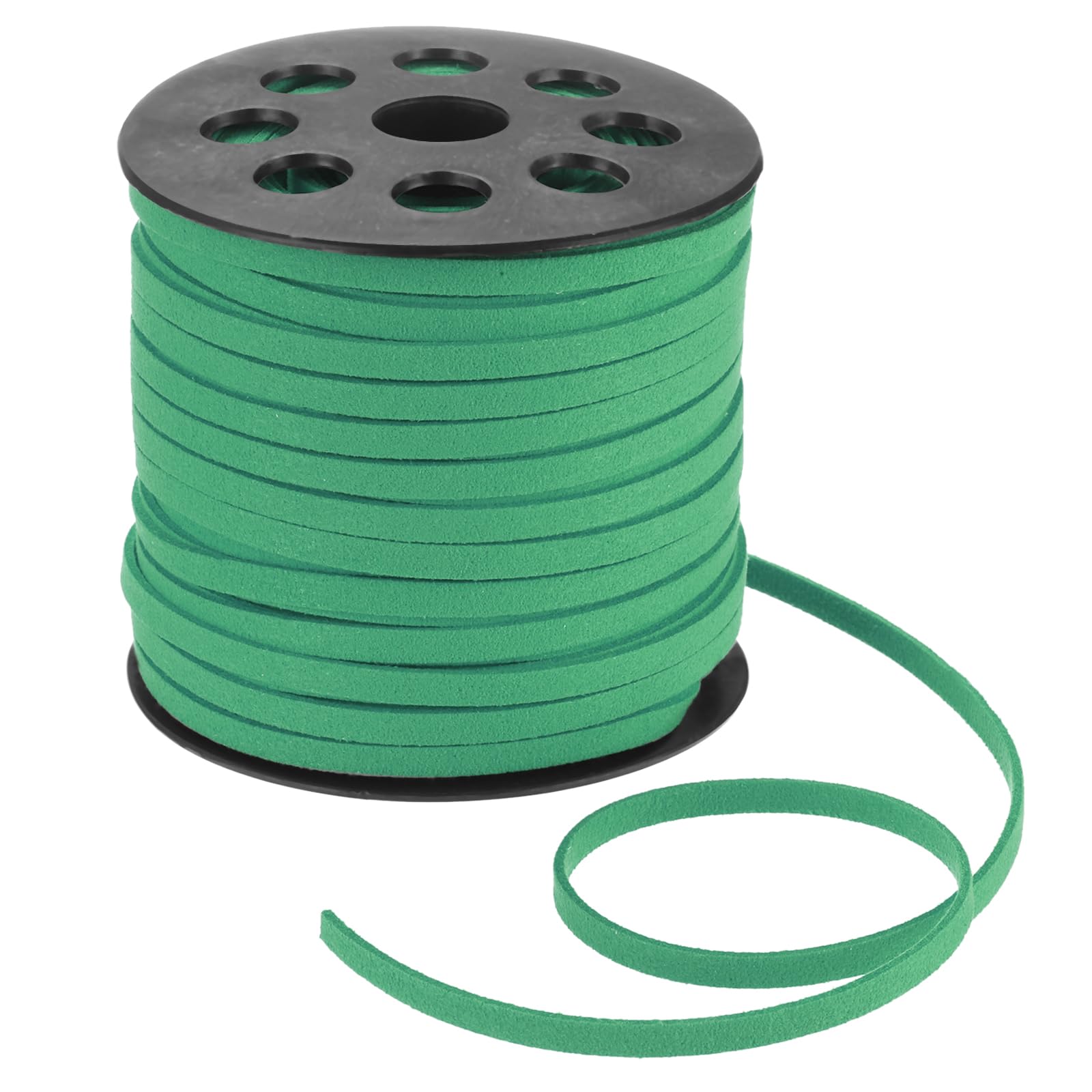 DMiotech Faux Suede Leather Cord 5mm x 50 Yards Flat Leather String Thin Leather Strip Lace for Necklace Bracelet Beading Jewelry Making Arts Crafts (Green, 45m)