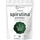 Micro Ingredients Organic Spirulina Powder, 2lb | Blue-Green Algae, Rich in Vegan Protein, Vitamins & Minerals | Source of Natural Chlorophyll & Enzymes | Non-GMO, Gluten-Free, No Additives