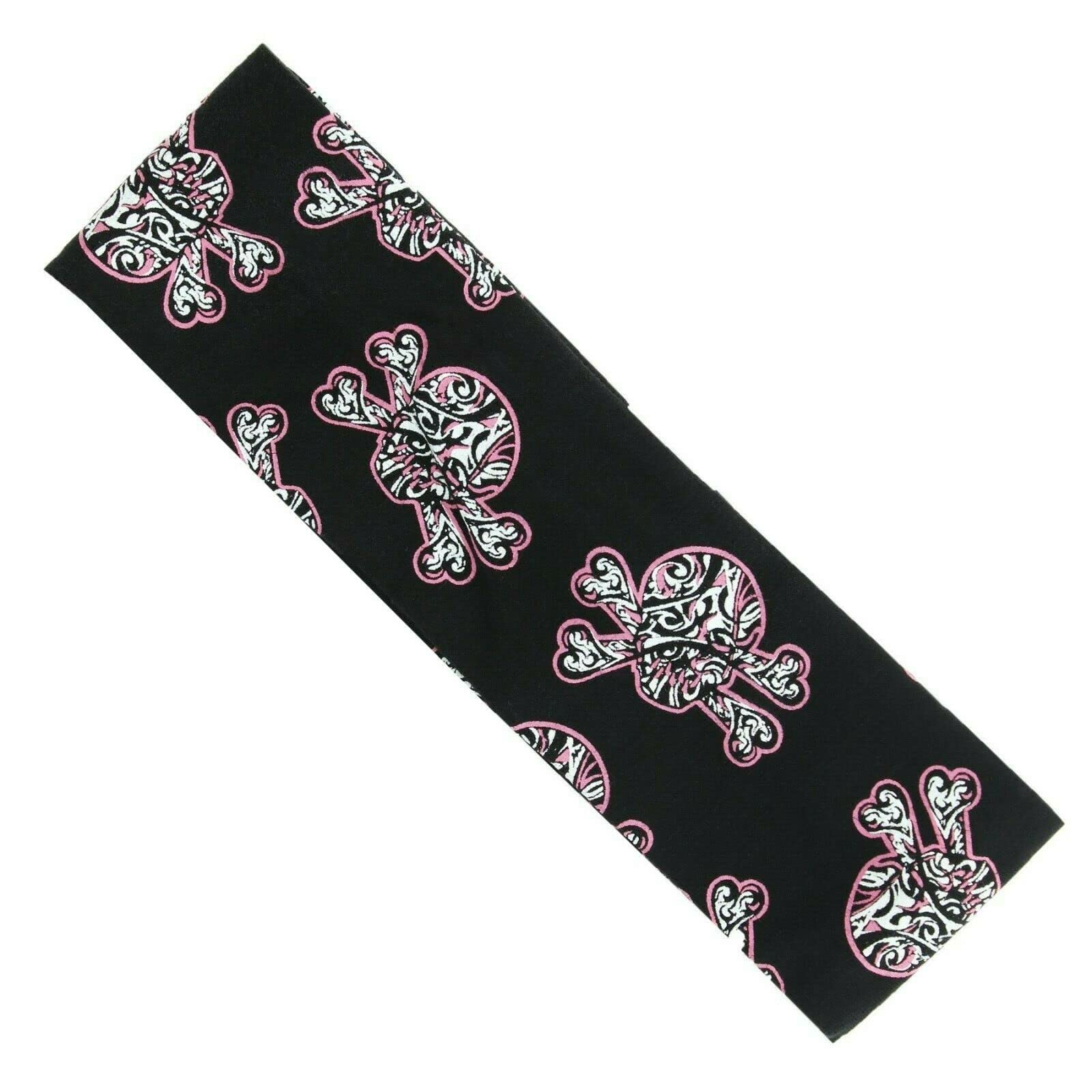 Topkids Accessories Yoga Headband for Women, Hairbands Women, Exercise Band, Womens Cycling, Sweat Bands, Hair Accessories, Headbands for Women's Hair (6cm / 2.4", Black & Pink Skull & Crossbones)