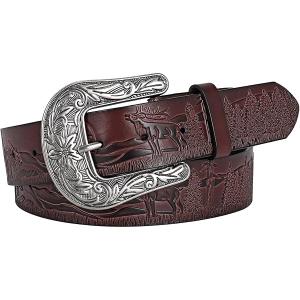 MUJER MARRÓN BORDADO Western Cowgirl Cowboy Cinturón De Cuero Cinto - México