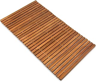 Deuba Badvorleger Badematte Badvorleger Holz 80 x 50 cm FSC®-zertifiziertes Akazienholz Rutschhemmende Gummistopper
