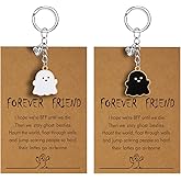 LOTSOF Funny Ghost Keychain for Best Friends, Halloween Bestie Gift with Card for Best Friend Birthday Gifts