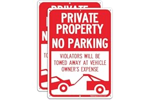 (2 Pack) Private Property No Parking - Violators Will Be Towed Away at Vehicle Owner's Expense Sign, Reflective .40 Rust Free