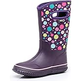 WTW Kids Rubber Rain Boots - Neoprene Insulated 100% Waterproof Mid Calf Mud Boots for Boys and Girls Winter Snow Boots