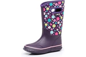 WTW Kids Rubber Rain Boots - Neoprene Insulated 100% Waterproof Mid Calf Mud Boots for Boys and Girls Winter Snow Boots