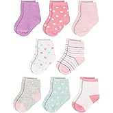 Rising Star Baby Socks for Boys & Girls - Newborn Crew Ankle Cotton Infant Socks 0-6, 6-12 months (8 pack)