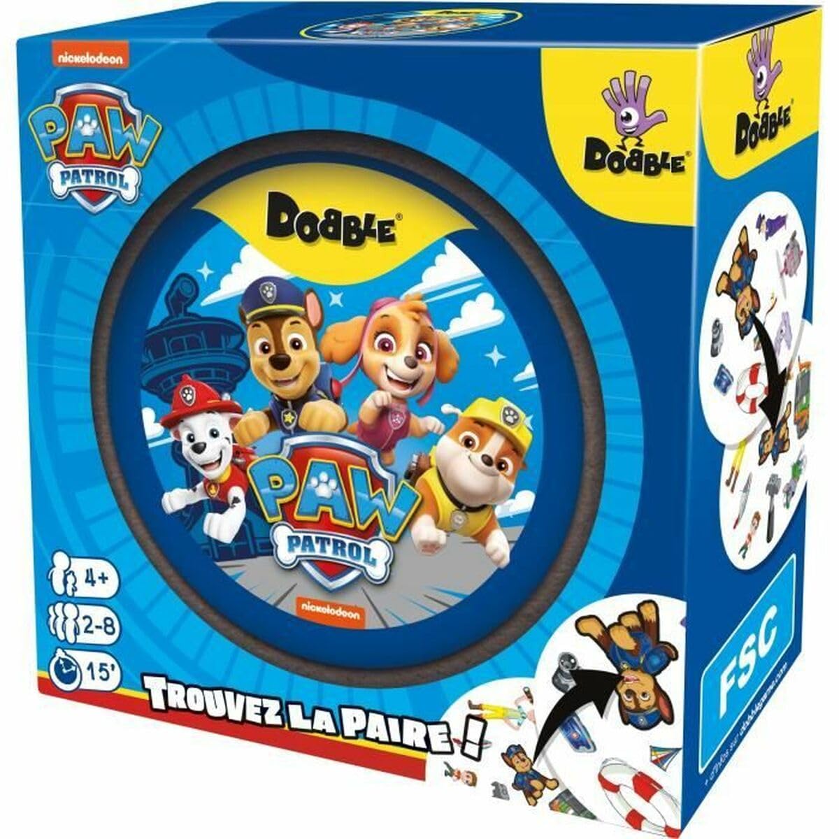 Dobble Asmodee Zygomatic Paw Patrol Board Game for Children from 6 Years Old - Family Observation Card Game - Speed Game with Paw Patrol - 2 to 8 Players - 15 Min - in French