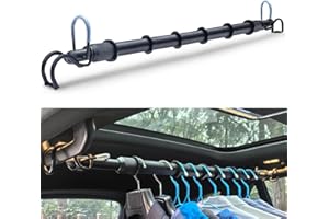 IDEFAIR Heavy Duty Car Clothes Hanger Bar Extendable Garment Rack 30''-66'' Travel Cloth Hanging Rod for SUV Truck RVs Vehicle Closet Black Metal Pole for Automobile Clothing Organizers & Storage Tool