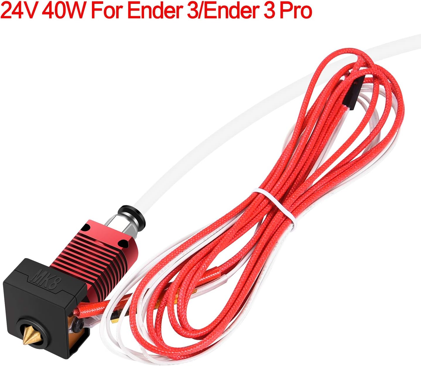 Zeelo ender 3 hotend, Original 3D Printer Extruder Assembled MK8 Hot End Kit for Ender 3/Ender 3 Pro with Aluminum Heating Block, 1.75mm, 0.4mm Nozzle, 24V 40W