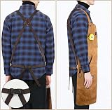 LEFOR·Z Waxed Canvas Work Apron 10 Pockets Cross-Back Adjustable Brown view 7