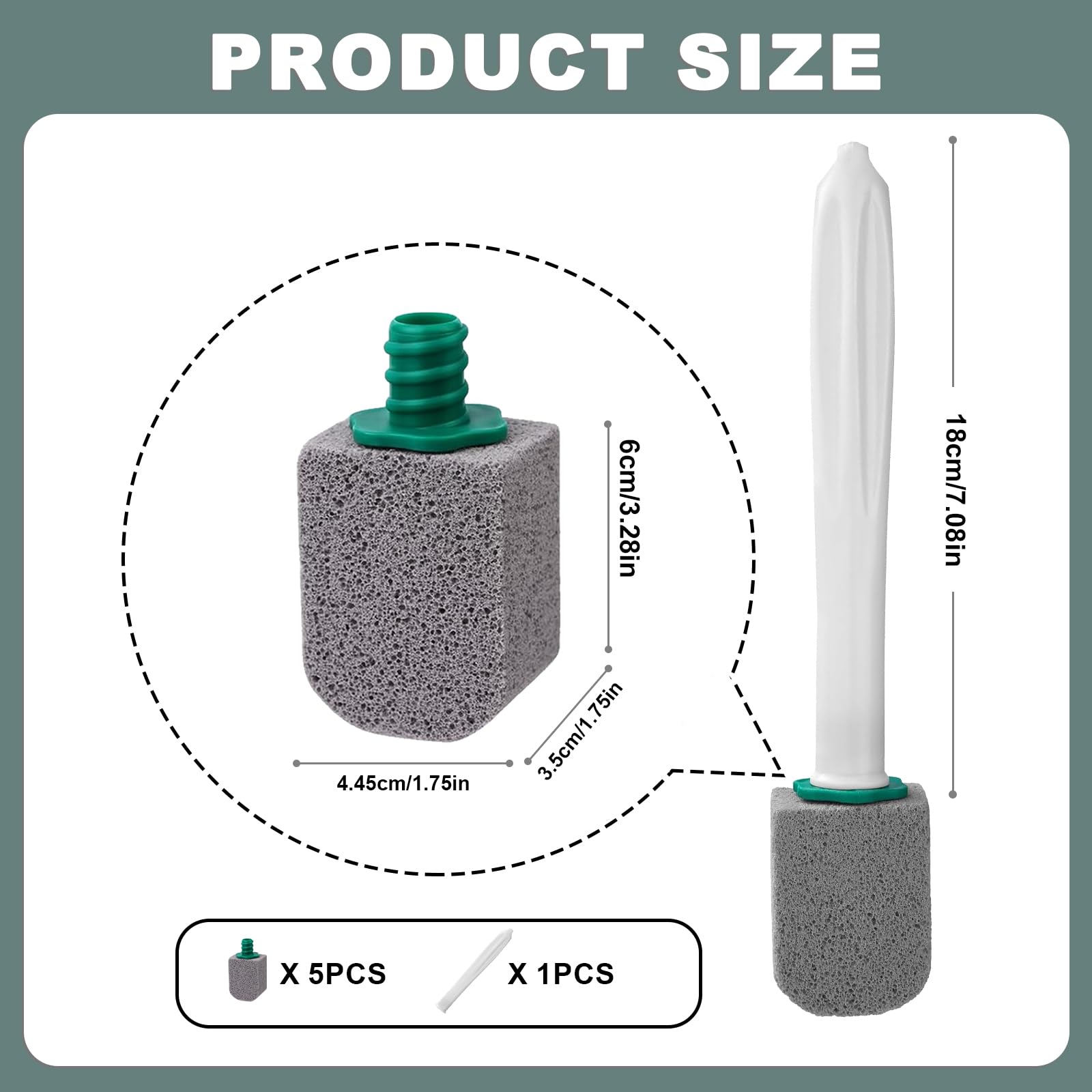 5er-Pack Bimsstein Toilettenreiniger mit Griff,Bimsstein Toilette,Effektive Reinigung von Toiletten, Schwimmbädern (mit 1 Weißer Griff) 2