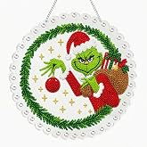 cdjlddww Christmas Pearl Art Kit for Adults - Pearl Diamond Painting Suncatcher Kit, DIY Christmas Diamonds Painting Hanging Pendant 8x8inch