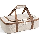 MIAOJIE Insulated Casserole Carrier - Portable Casserole Carrier for Hot or Cold Food, Lasagna Holder for Parties,Picnic,Cookouts,Traveling - Fits 9" x 13" Baking Dish (Beige)