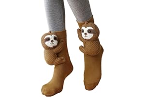 Chaussettes en tricot 3D en forme d'animal - Chaussettes fantaisie pour femme - Motif paresseux - Cadeau de Noël amusant - Un