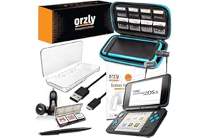 Orzly 2DSXL Accessories, Ultimate Starter Pack for New Nintendo 2DS XL (Bundle Includes: Car Charger/USB Charging Cable/Console Case/Cartridge Cases & More... (See Full Description for Details)