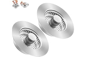 Telsitine Upgraded 3-in-1 Kitchen Sink Drain Strainer and Stopper, 304 Stainless Steel Pop Up Sink Stopper, Anti-Clogging Kit