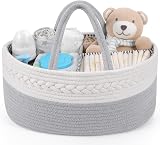 Maliton Rustic Chic Diaper Caddy Cotton Rope Grey 3 Compartments