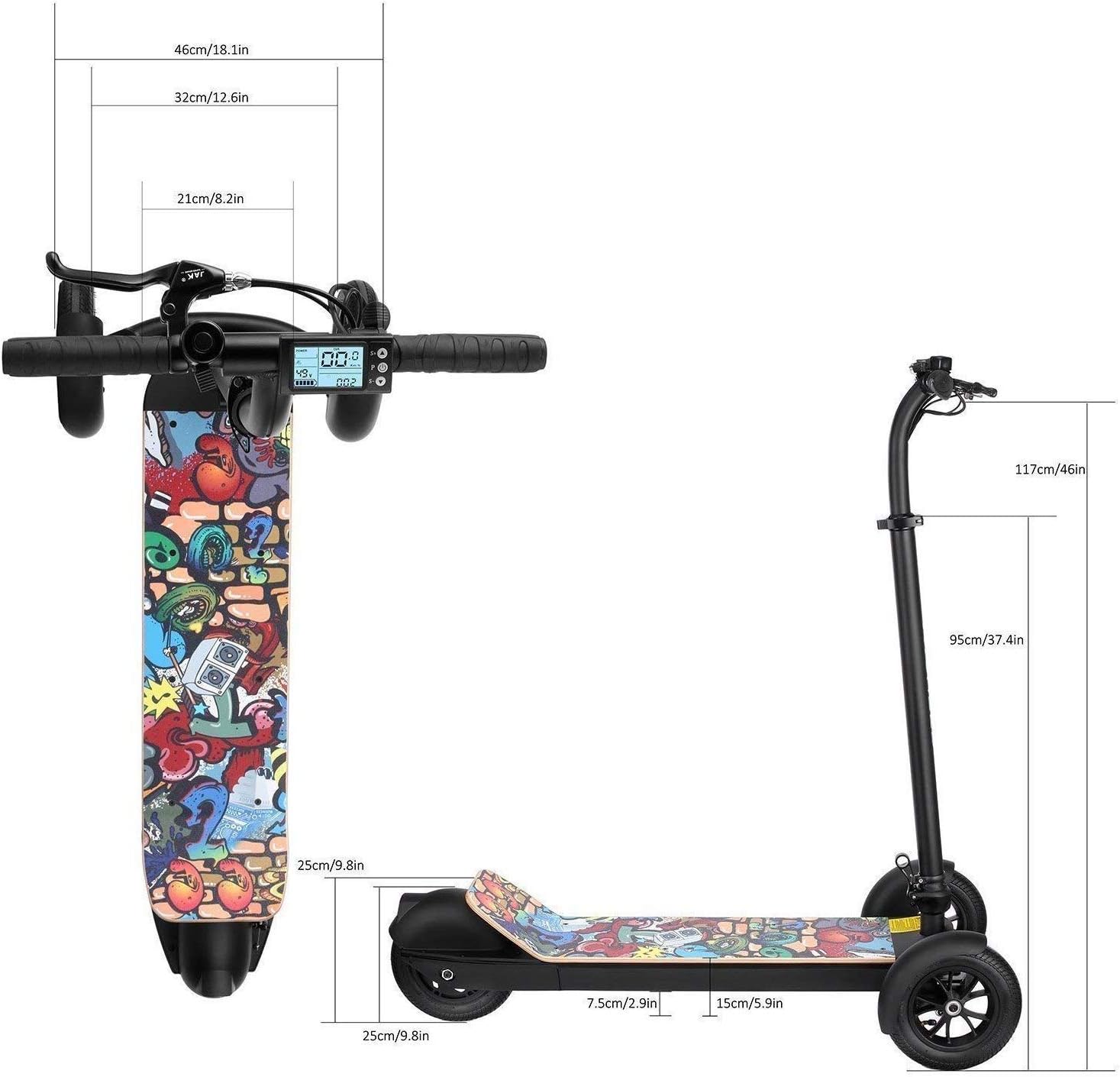 TYZXR Wheelchair Adult Scooter Electric Powered Scooter,3-Wheel Folding Kick Balance Scooters Led Debugging Balance Car