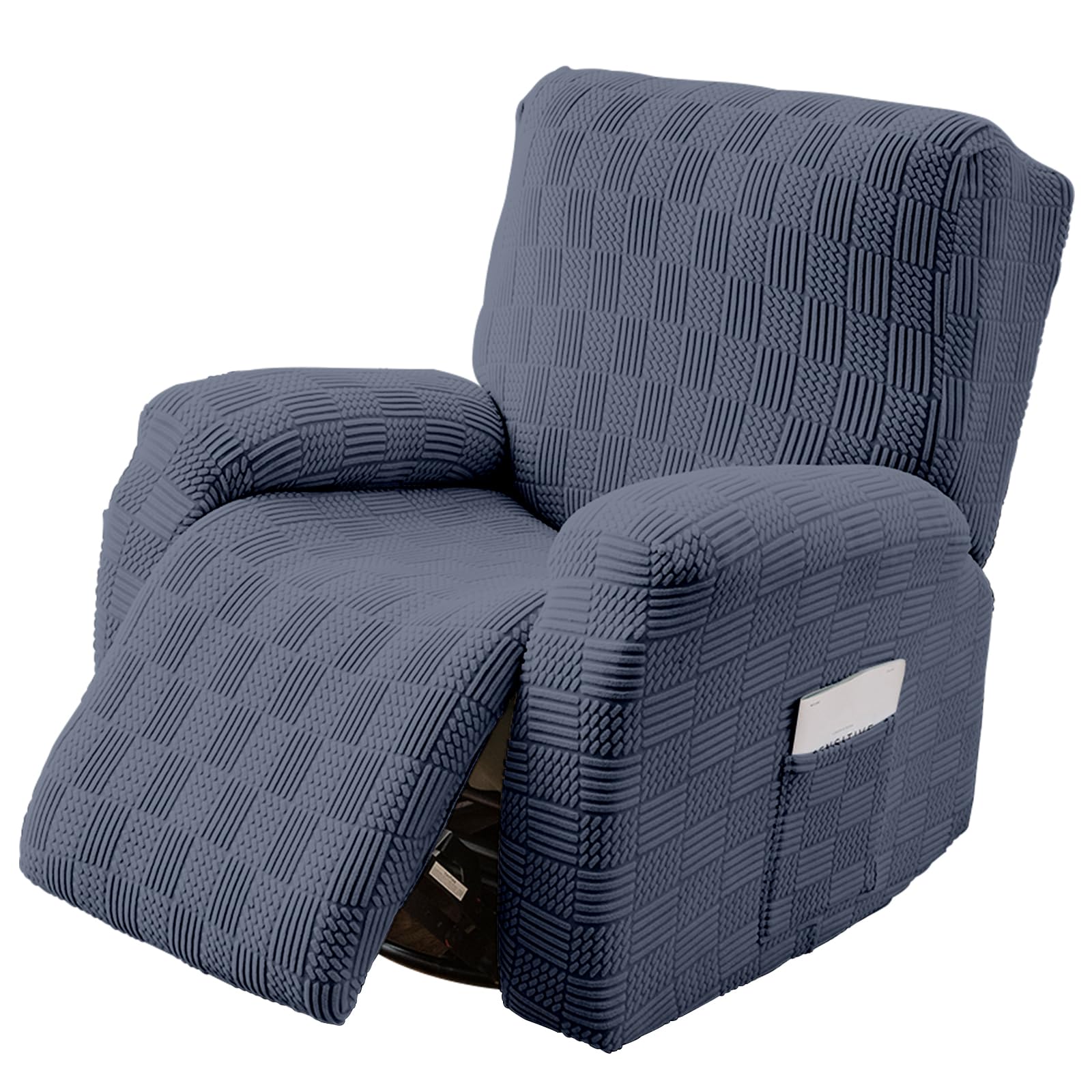 LiveGo 4 PCS Recliner Chair Covers, Stretchable and Fashionable Wingback Sofa Covers, Armchair Slipcover with Elastic Side Pockets, Reclining Chair for Living Room, Bedroom and Office