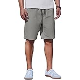 COOFANDY Mens Casual Shorts Cotton Drawstring Summer Shorts Elastic Waist Lightweight Twill Chino Shorts