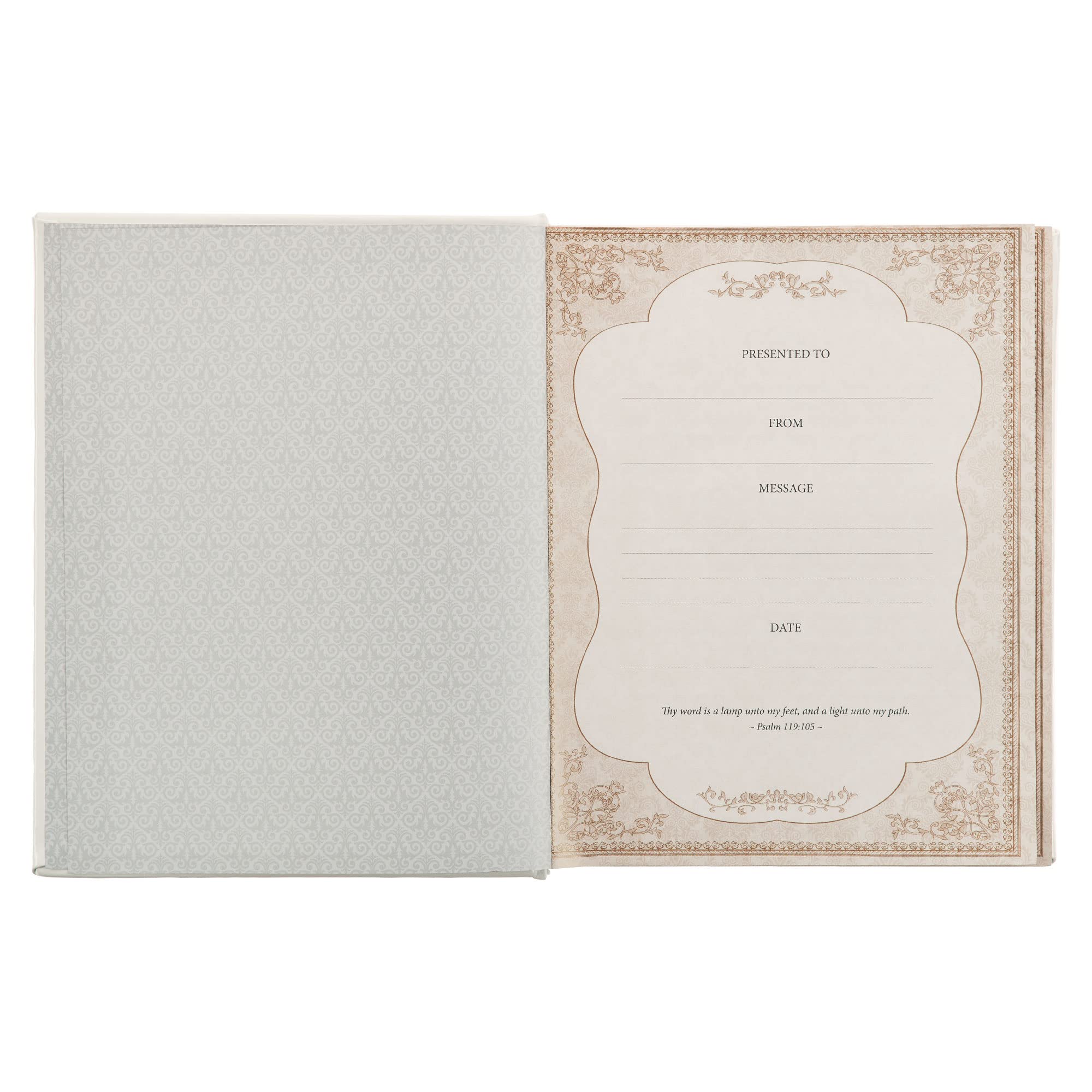 KJV Holy Bible, Classically Illustrated Heirloom Family Bible, Faux Leather Hardcover - Ribbon Markers, King James Version, White/Silver (KJV Family Editions)