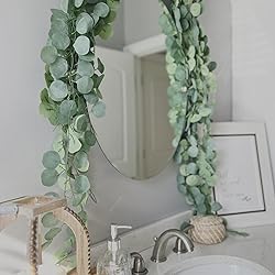 CQURE 8Pcs Eucalyptus Garland,Artificial Eucalyptus