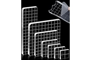 7 Pieces FIVEIZERO Acrylic Stamp Block, Assorted Sizes Clear Stamping Blocks Tools with Grid Lines for Scrapbooking Crafts Card Making and Decorative DIY Essential Stamping Tool(Straight Edge)