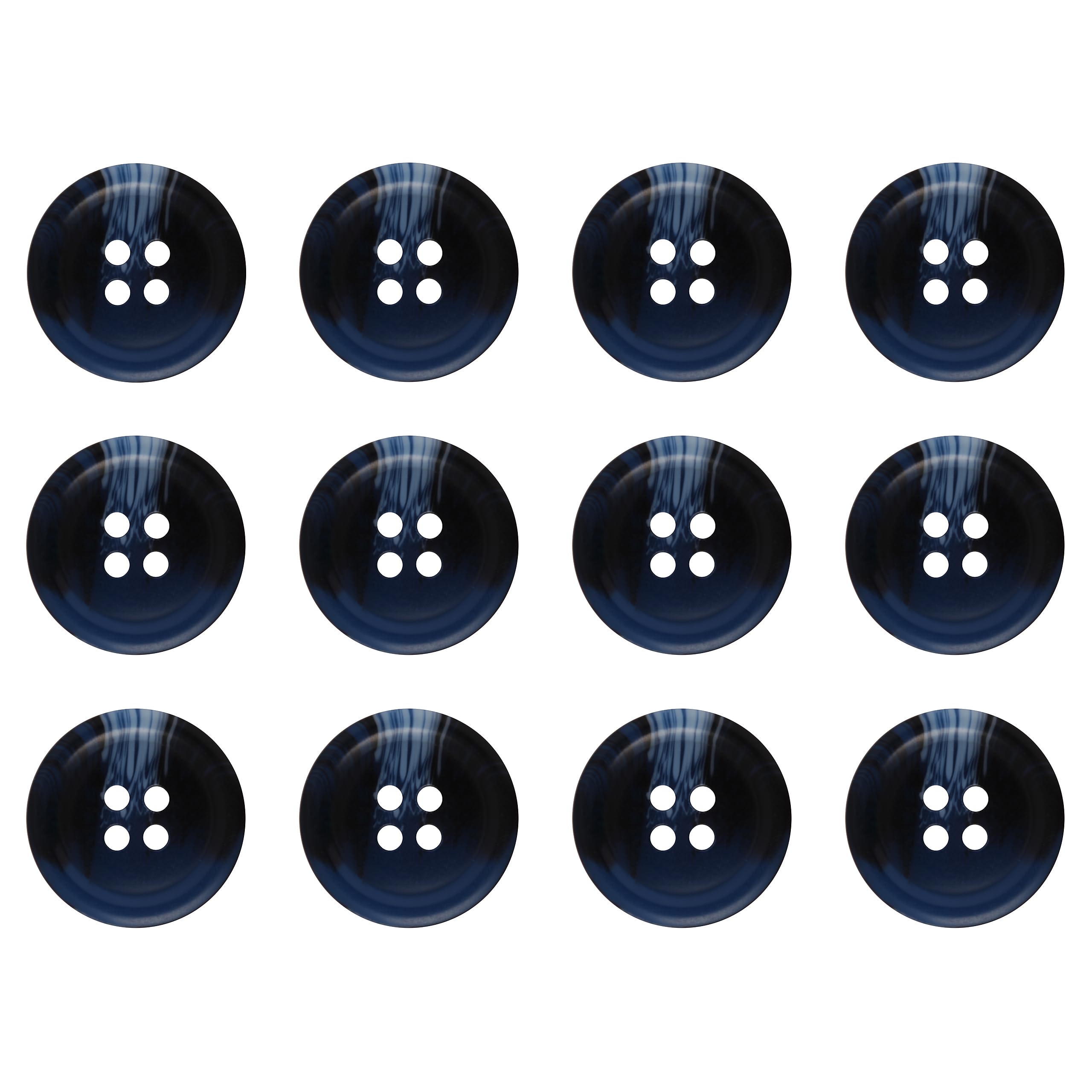 Pack of 12 Blue 20mm Round Faux Horn Sew On Plastic Buttons for Coats Jackets Cardigans Flat 4 Holes 32L