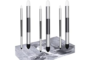Kosiz Blending Sponge Pen Double Headed Rub and Buff Washable Rubbing Sponge Brush Sketch Wipe Reusable Blending Stump Drawing Art Blenders for Artist Highlight Shadow Tool(White,Black,6 Pcs)