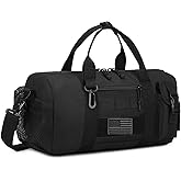 ArcEnCiel Small Tactical Duffle Bag Men Gym Pack Military Molle Shoulder Bags Shoes Storage Sports Handbag with Patch (Black)