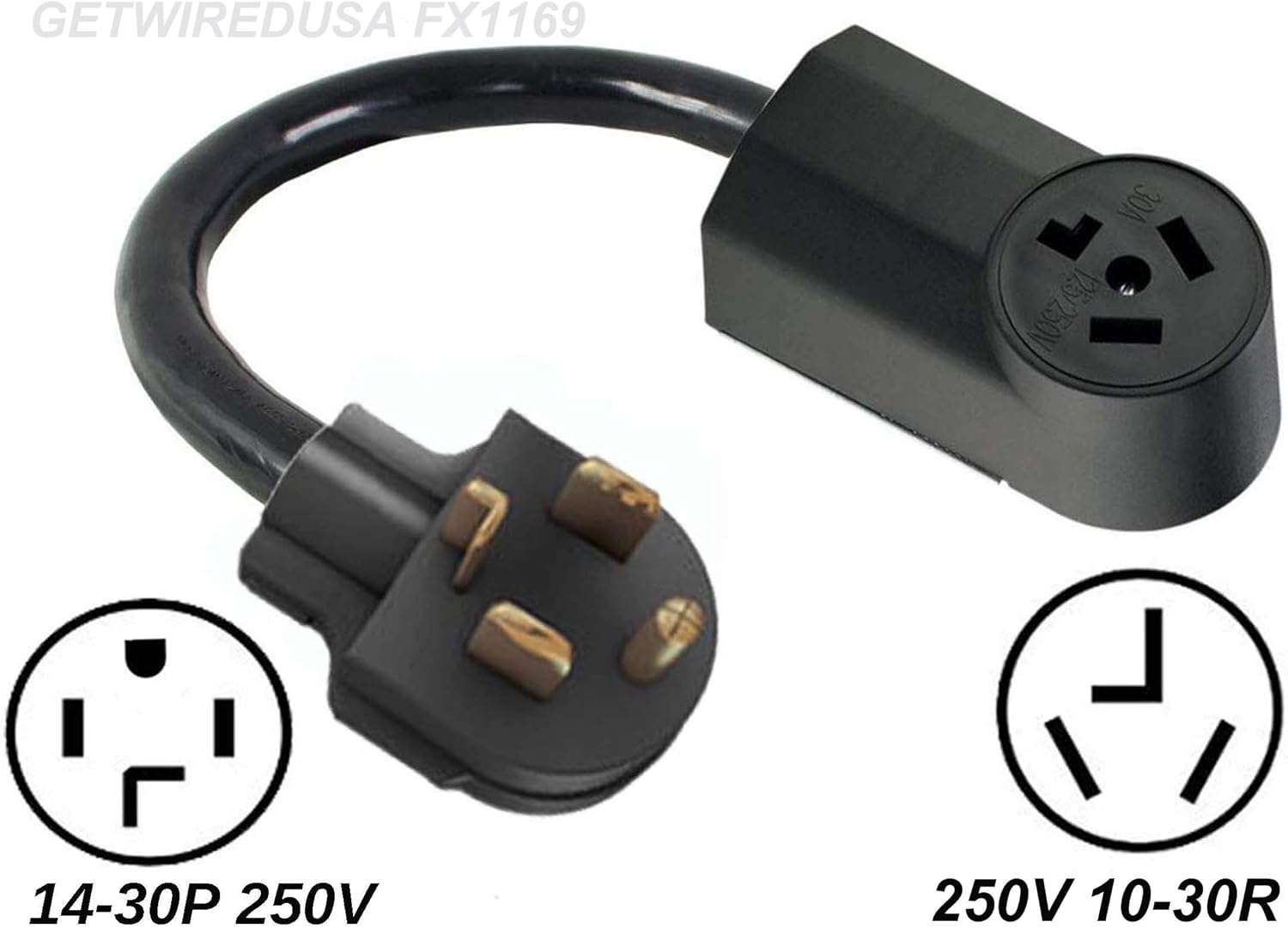 4 To 3 Pin Dryer Power Converter 1430P 4Pin Male 220/250V