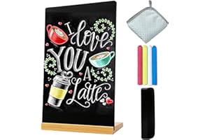 TROPHABLE 8 * 12 Inch Small Chalkboard Sign,1 Pack Tabletop Chalkboard Sign with Wood Base-Double Sided Menu Chalkboard for Kitchen, Store Signs,Message Board, Bar and Wedding Event Decorations(1)