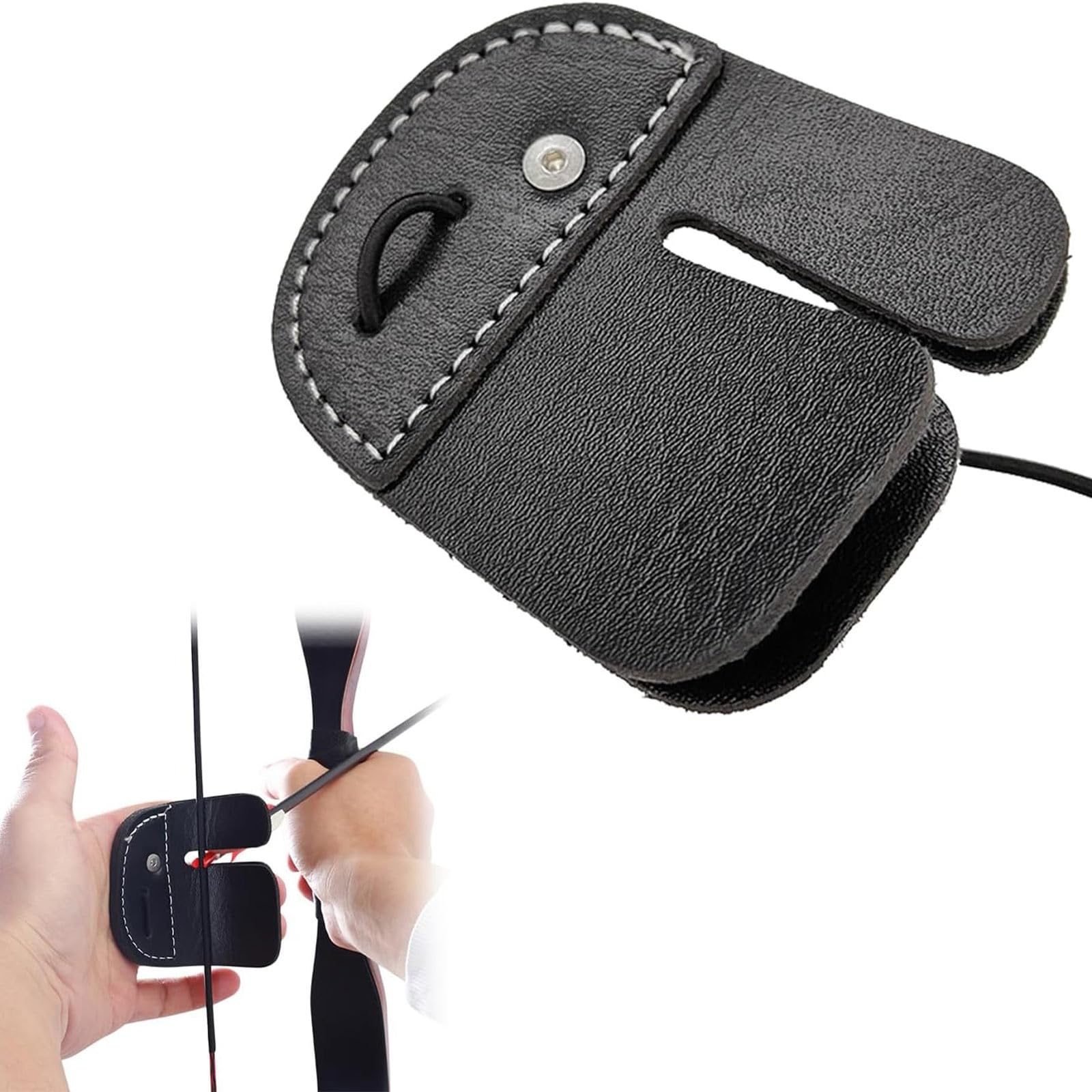 RSYHVG Archery Finger Tab, Leather Archery Finger Tab, Archery Finger Guard, Archery Finger Tab Double Layer Protection Guard Pad, Archery Tabs, for Curved Bows, Black