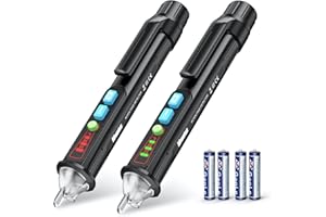 Urwise 2 PCS AC Non-Contact Voltage Tester, Detector Pen with Adjustable Sensitivity, Sound and Light Alarm Mode & Live Null Wire Judgment, LED Flashlight, 12/48V~1000V, 2022 Upgrade VD11, Black