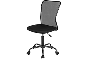 FDW Home Office Chair Mid Back Mesh Desk Chair Armless Computer Ergonomic Task Rolling Swivel Chair Back Support Adjustable Modern with Lumbar Support,Black