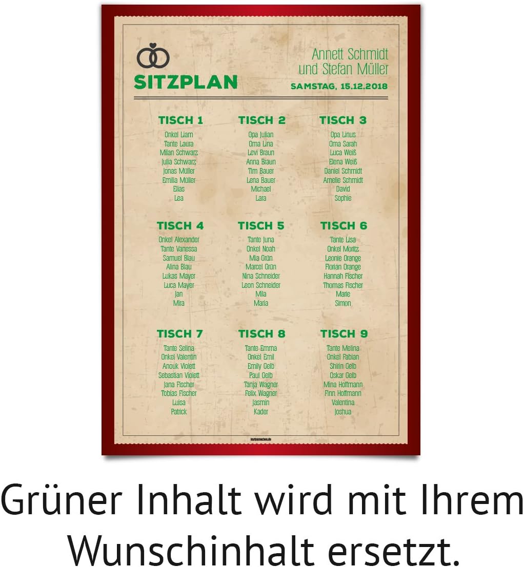 Vintage Herz In Rot 1 X Hochzeit Sitzplan Plakat Sitzordnung Individuell Partyzubehor Dekoration Kuche Haushalt Wohnen Suenaacampo Com 