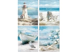 4 Pack Beach Diamond Painting Kits for Adults, 5D Landscape Diamond Art Kits for Beginner, DIY Full Drill Diamond Gem Art Kit
