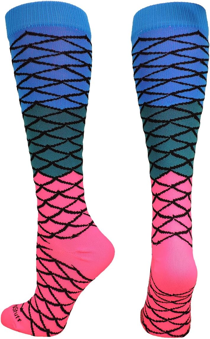 MadSportsStuff Neon Mermaid Athletic Over The Calf Socks : Clothing