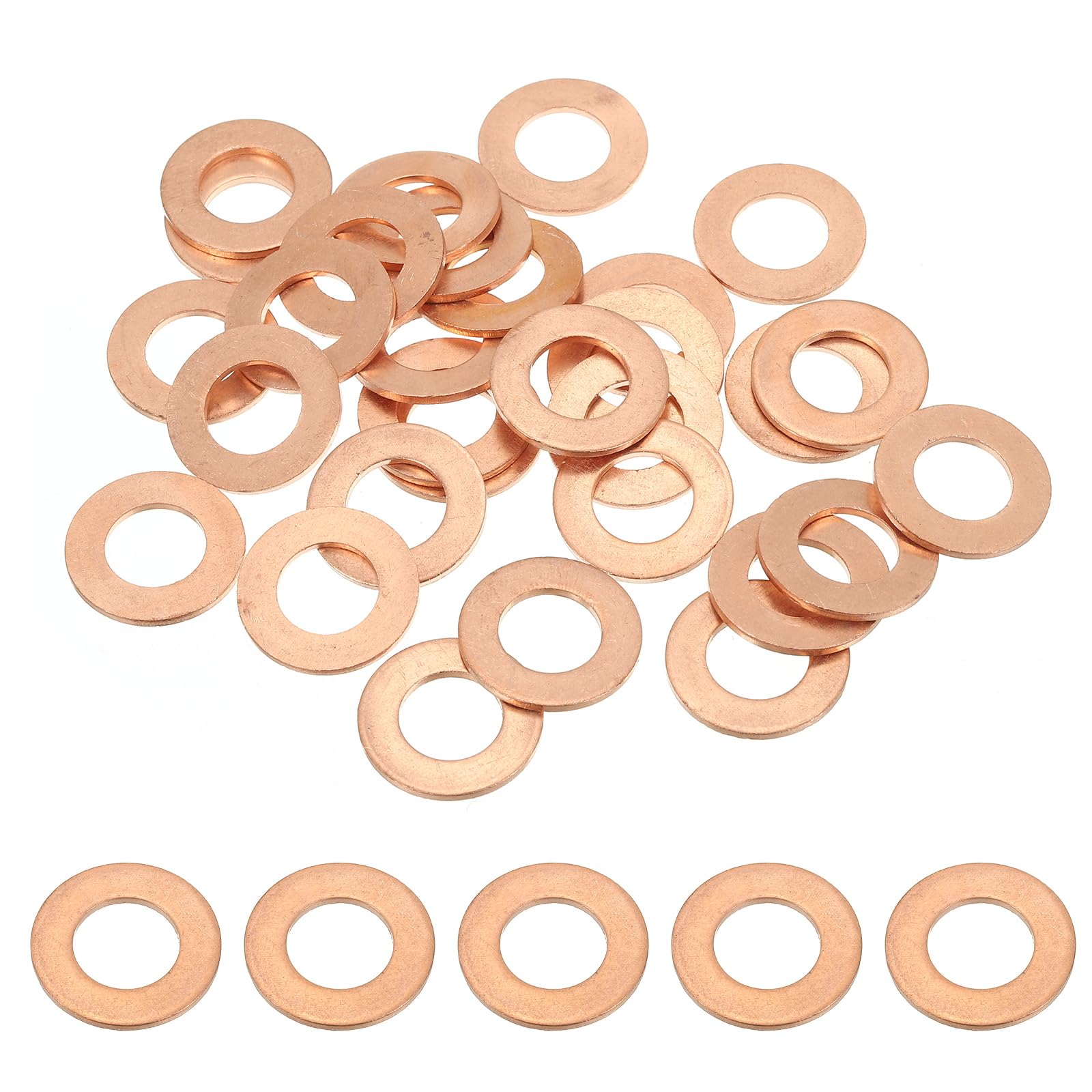 PATIKIL M12 Copper Washer Sealing Ring, 30 Pieces 12mm ID 22mm OD 1.5mm Thickness Metric Flat Sealing Gasket Crush Washer for Screws Bolt Sump Plugs Oil Drain