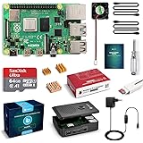 LABISTS Raspberry Pi 4 4 GB Kit Incluido Tarjeta SD de 64GB Precargada con Raspberry Pi OS, 5.1V 3A Tipo C con On/Off, Micro HDMI, 3 Disipadores de Calor, Ventilador, Lector de Tarjetas y Caja Negra