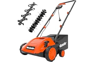 MAXLANDER Electric Dethatcher and Scarifier, 13” 12Amp 2-in-1 Lawn Dethatcher with 4-Position Depth Adjustment, 30L Removable