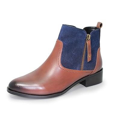 ladies navy leather ankle boots uk