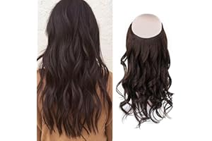 Sassina Wire Hair Extensions Real Human Hair Dark Brown Remy Wire Hair Extensions Invisible Transparent Fish Line Real Hair Extensions 16 Inch 80 Gram, 2