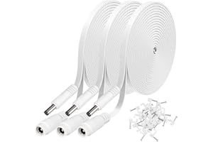 UOGW 3 Pack DC Power Extension Cable 25ft 2.1mm x 5.5mm Compatible with 12V DC Adapter Cord for CCTV IP Camera, LED, Car, White
