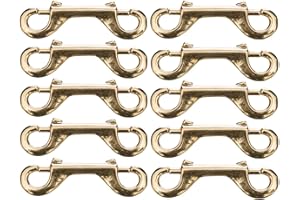 Jeffers Double Ended Bolt Snaps 4.75", Solid Brass Metal Snap Hooks for Horse Tack, Dog Leash, Rope, Chain, Bucket, Keychain, Lanyard, Camping, Fishing, Outdoor, DIY, Crafts, Hardware - 10 Pack
