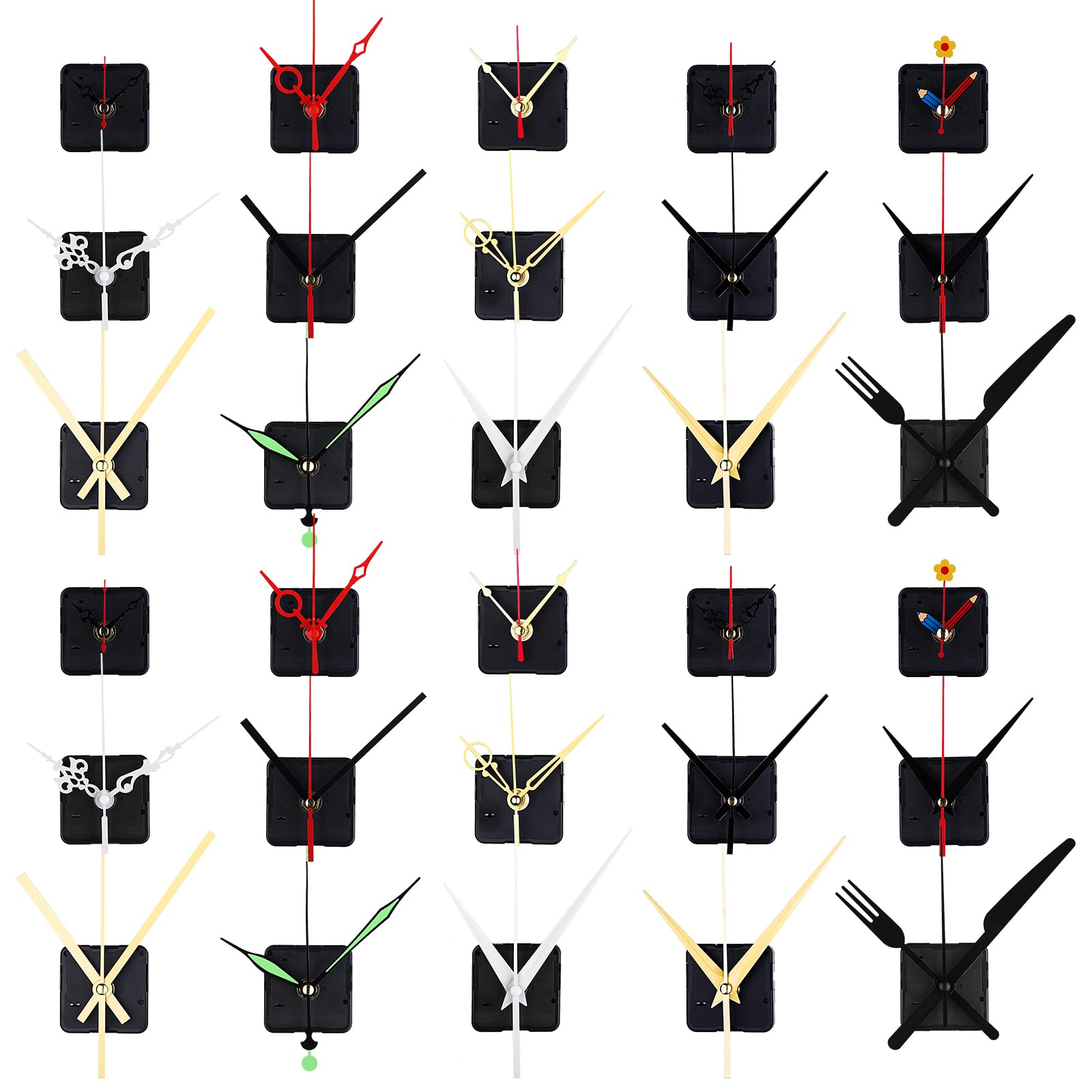 Photo 1 of 30Pcs Short Spindle Quartz Clock Movement Silent Quartz Clock Mechanism Kit Hands,Motor Mechanism Quartz Clock Motor Wall Clock Movement Kit for Repair Replacement DIY Wall Clock Garden Clocks Cross