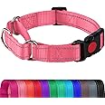 Joytale Martingale Collar for Dogs, Reflective Heavy Duty for Safety, Quick Release Buckle, Adjustable Nylon Collars for Medium Dogs Walking Training, Pink,M