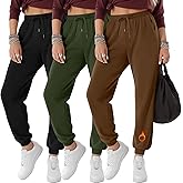 Velvelhall 3 Pack Women's Fleece Lined Joggers Thermal Lounge Sweatpants Elastic Waist Drawstring Yoga Pants with Pockets